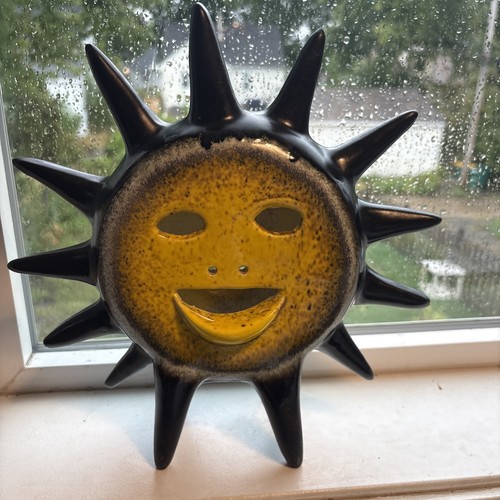 Brutalist ceramic sun face - ceramic,