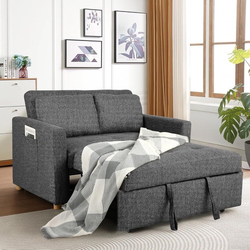 Linen fabric loveseat with - with, 2