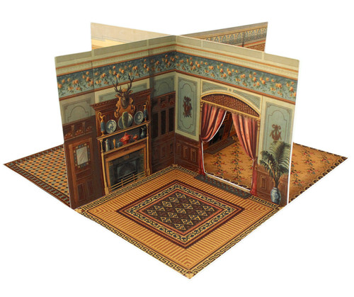 Antique paper dollhouse - paper, 8"