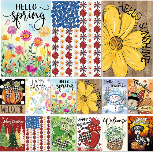 Seasonal garden flags set - garden, of