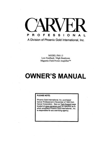 Carver amplifier owners - carver, pm-1.5