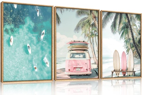 Summer surfboard beach framed - summer,