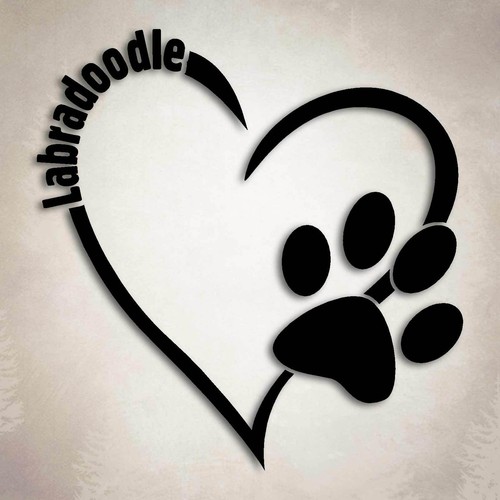 Labradoodle dog love decal paw - labradoodle,