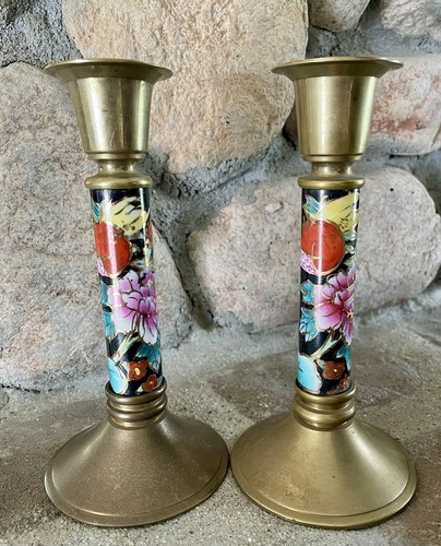 Solid brass vintage enamel - brass,