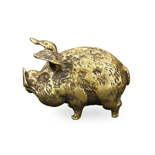 Pig brass figurine animal - brass,