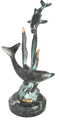 Vtg dolphin sculpture brass - dolphin,