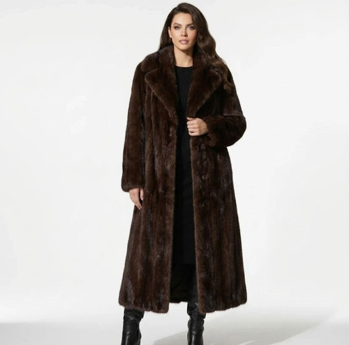 Women dark brown real mink - dark,