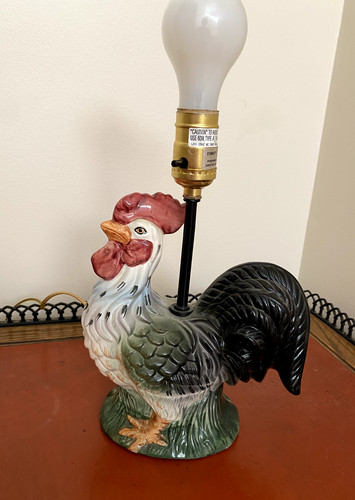Vintage ceramic rooster lamp - vintage,