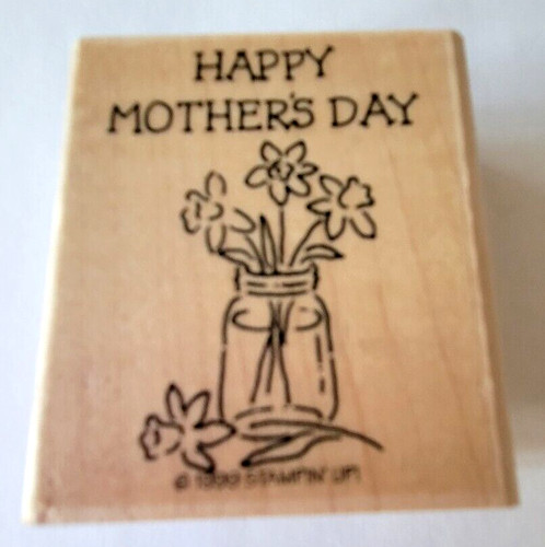 Wood rubber stamp happy - wood/rubber,