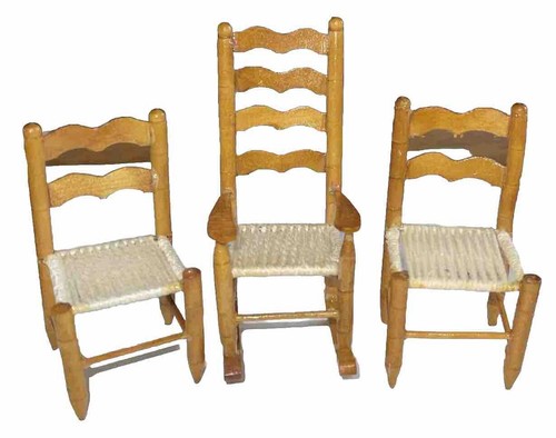 Dollhouse oak brown ladder - 2,