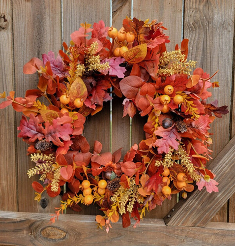 Fall foliage grapevine wreath - foliage,