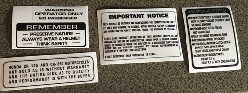 Elsinore 125 and 250 - , warning