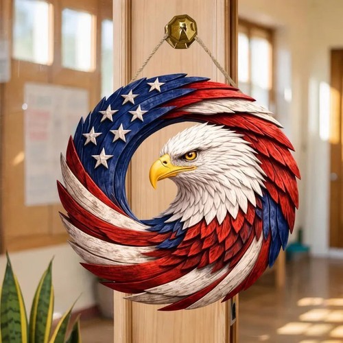 American flag eagle wooden - american,