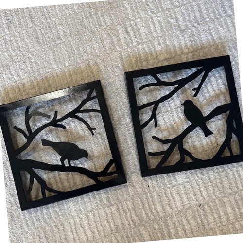 Set black metal bird - of,