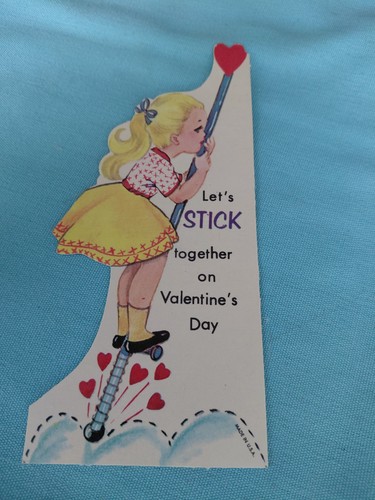 Vtg 1960s valentine card - 1960s, girl