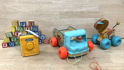 Wooden pull toys milk truck - wooden,