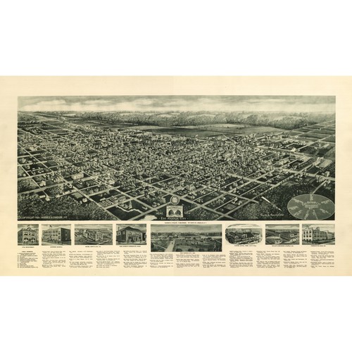 1924 bird eye view - bird's, drawing