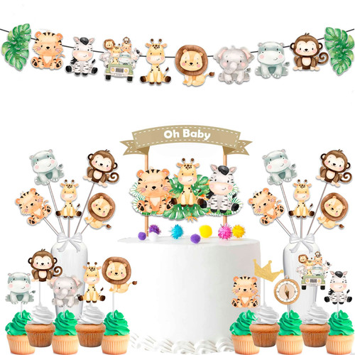 Jungle animals baby shower set - jungle,