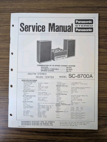 Panasonic model 8700a - model, am/fm