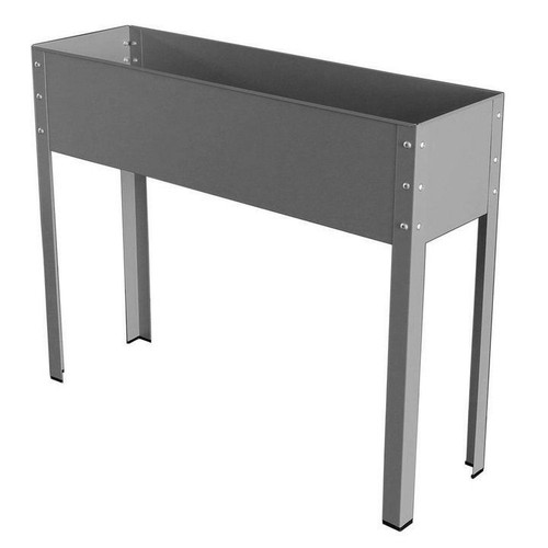 Raised grey metal planter - grey,