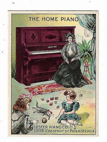 Trade card home - card, piano