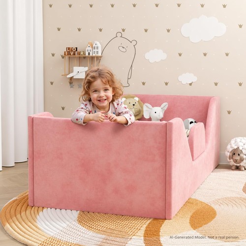 Toddler bed with - toddler, rails