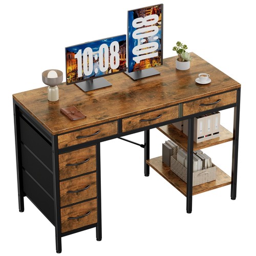 Rustic brown computer desk - brown,