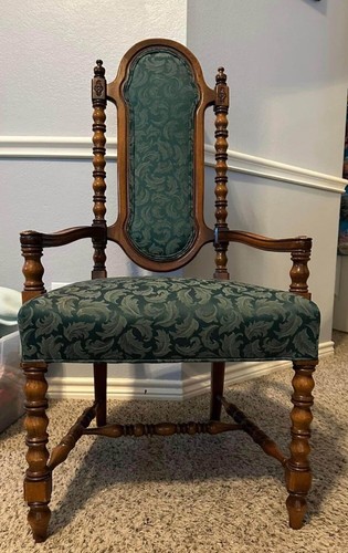 Antique english oak dining arm - english,