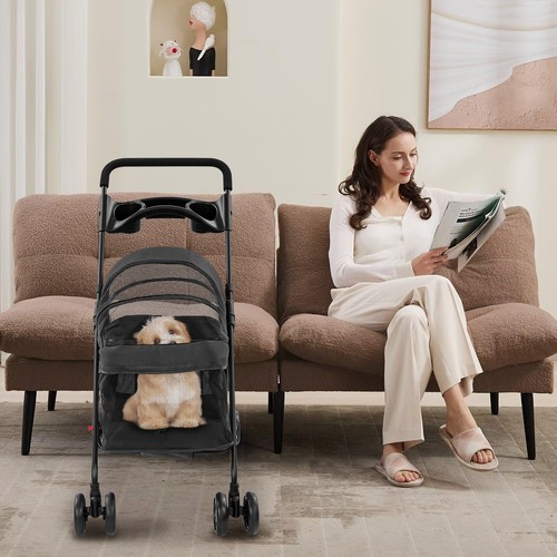 Foldable pet stroller dog cat - stroller,