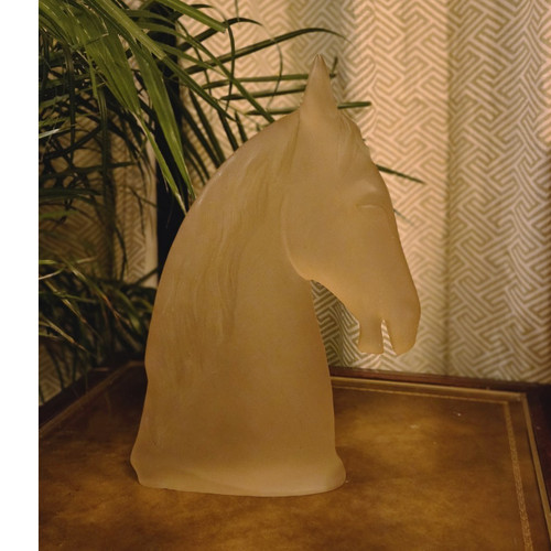 Frosted glass horse head bust - glass,