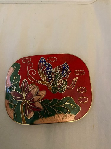 Vintage cloisonné belt buckle - vintage,