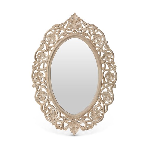 Oval wood wall mirror antique - wall,