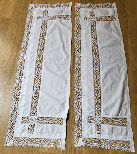 Antique linen bed valances - bed, 2