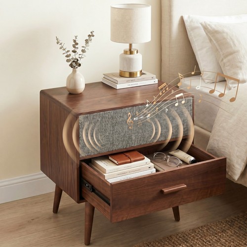 Walnut smart nightstand - smart,