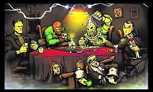 Monsters playing poker - playing,