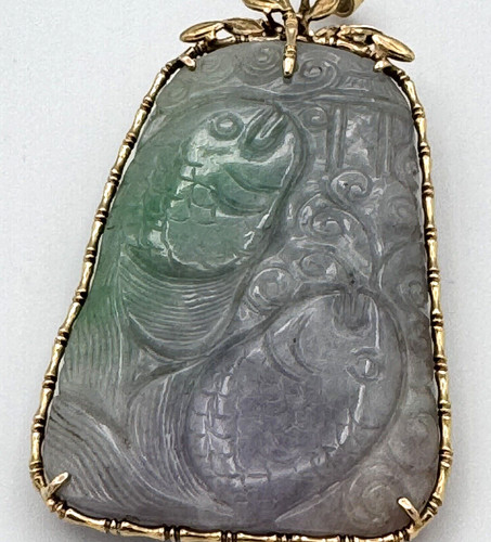 Carved jade pendant large - carved,