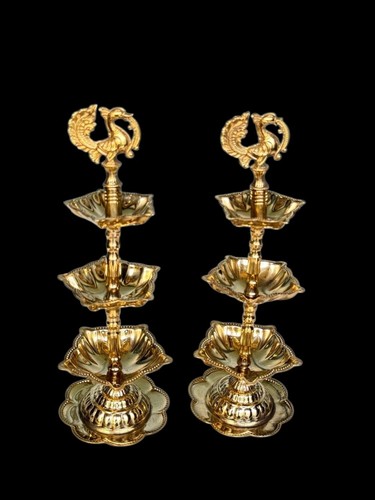 Peacock diya oil lamp pair - peacock,