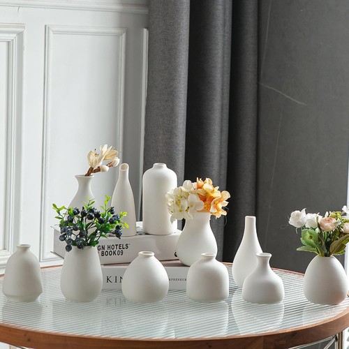 White bud vases small ceramic - white,