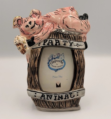 Clayworks pig photo frame blue - photo,