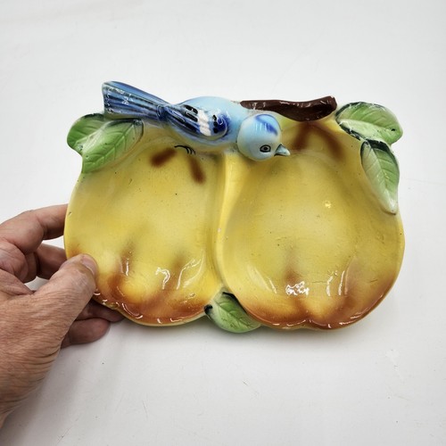 Vintage pear blue - pear, bird