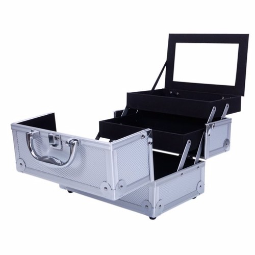 Aluminum makeup train case - train, w/