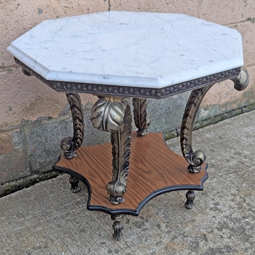 Vintage octagonal wood marble - wood,
