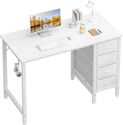 Small white desk - desk, drawers