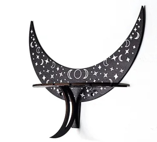 Black wooden cresent moon - black,
