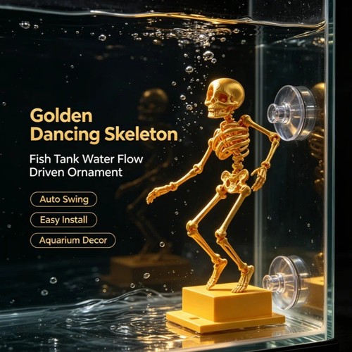 Gold dancing skeleton - gold,