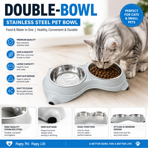 Tilted double pet bowl - tilted,