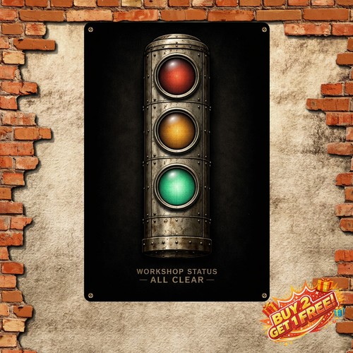 Garage stop light flat tin - flat,