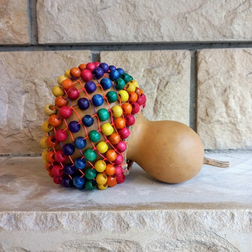 Rainbow colored beaded - beaded, gourd