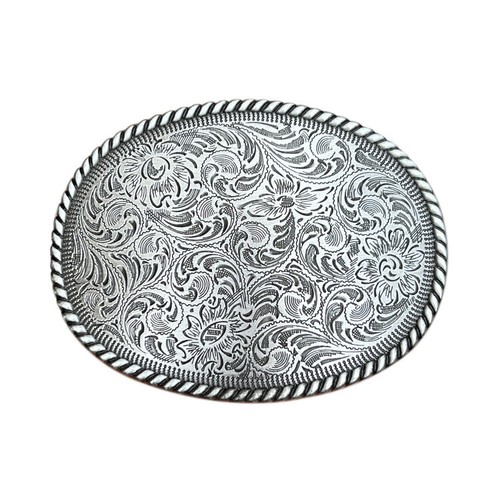 Silvery belt engraved oval - silvery,