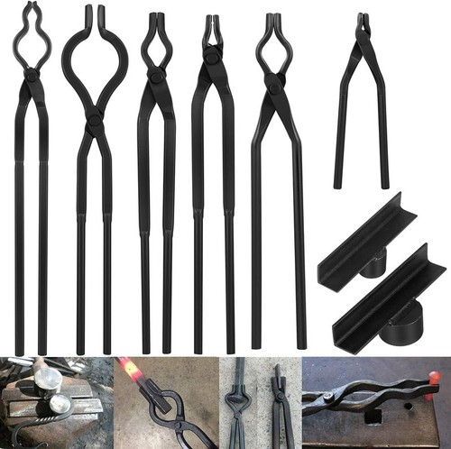 8pcs blacksmith tongs set flat - set,